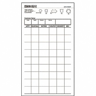Guest Checks 2-Part Carbonless PK40 MPN:ACR-4700WP