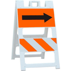 Plasticade Plastic Type II Traffic Barricade W/ Directional Arrow Fillable White 100-WT12FAB8HI-P