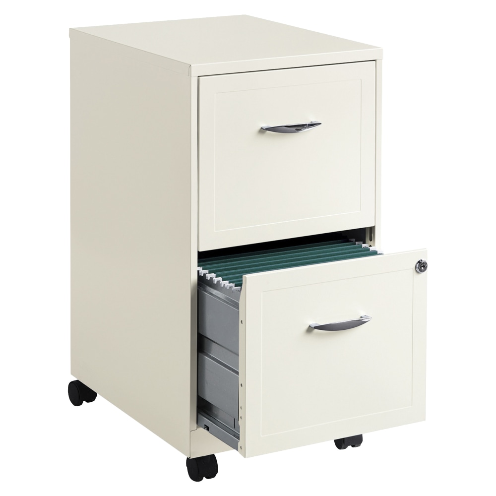 Realspace 18inD SOHO Vertical Letter-Size Mobile File Cabinet, 2 Drawers, Pearl White MPN:19382