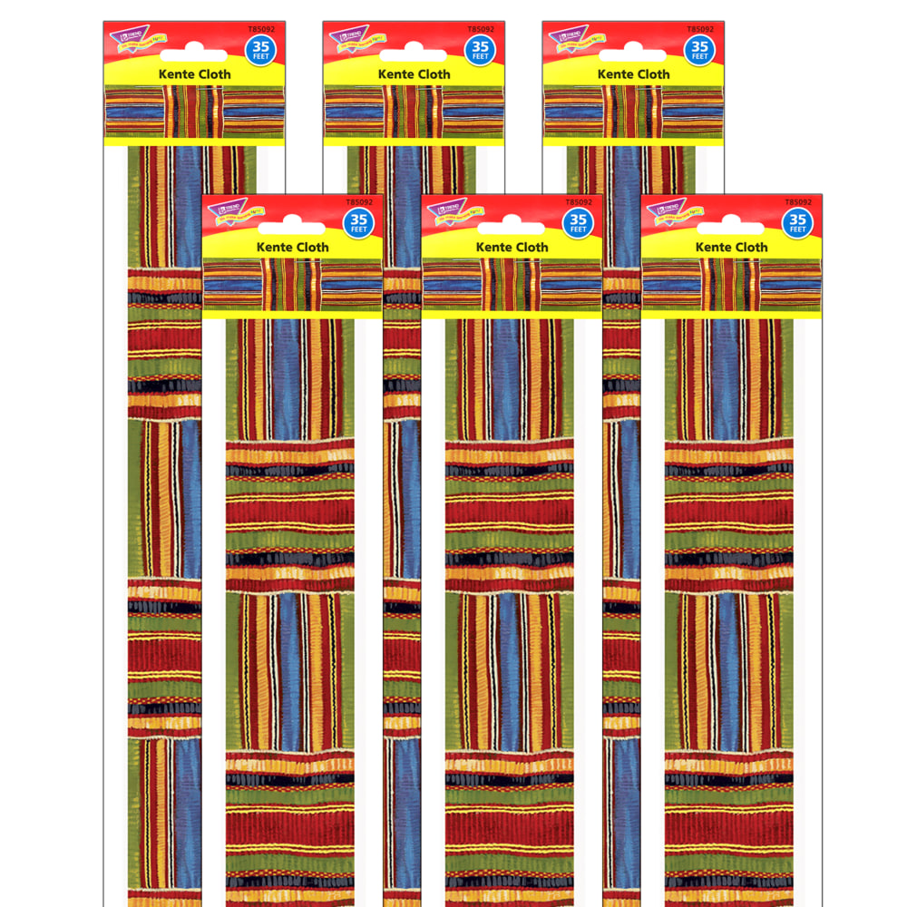 TREND Bolder Borders, 2-3/4in x 35-3/4ft, Kente Cloth, Pack Of 6 Borders (Min Order Qty 2) MPN:T-85092-6