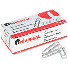 Universal® Smooth Paper Clips Wire Jumbo Silver 100/Box 10 Boxes/Pack UNV72220