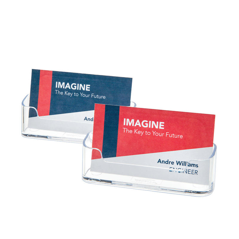 Deflecto Single Compartment Business Card Holder, 50-Card Capacity, Clear, Pack Of 2 (Min Order Qty 41) MPN:70501RT