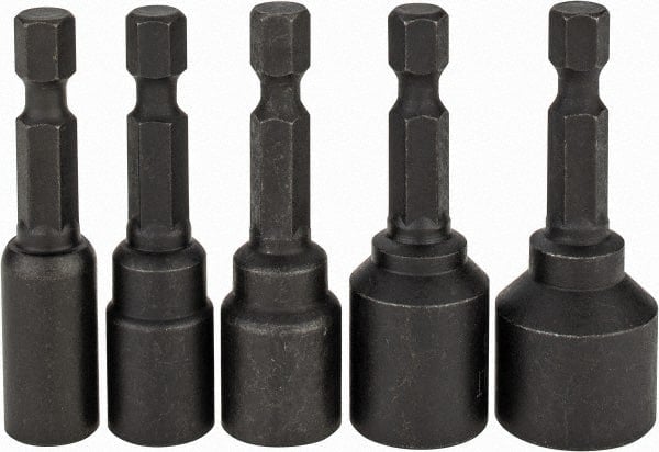 Power Screwdriver Bit Set Magnetic Nutsetter: 5 Pc, 1/4