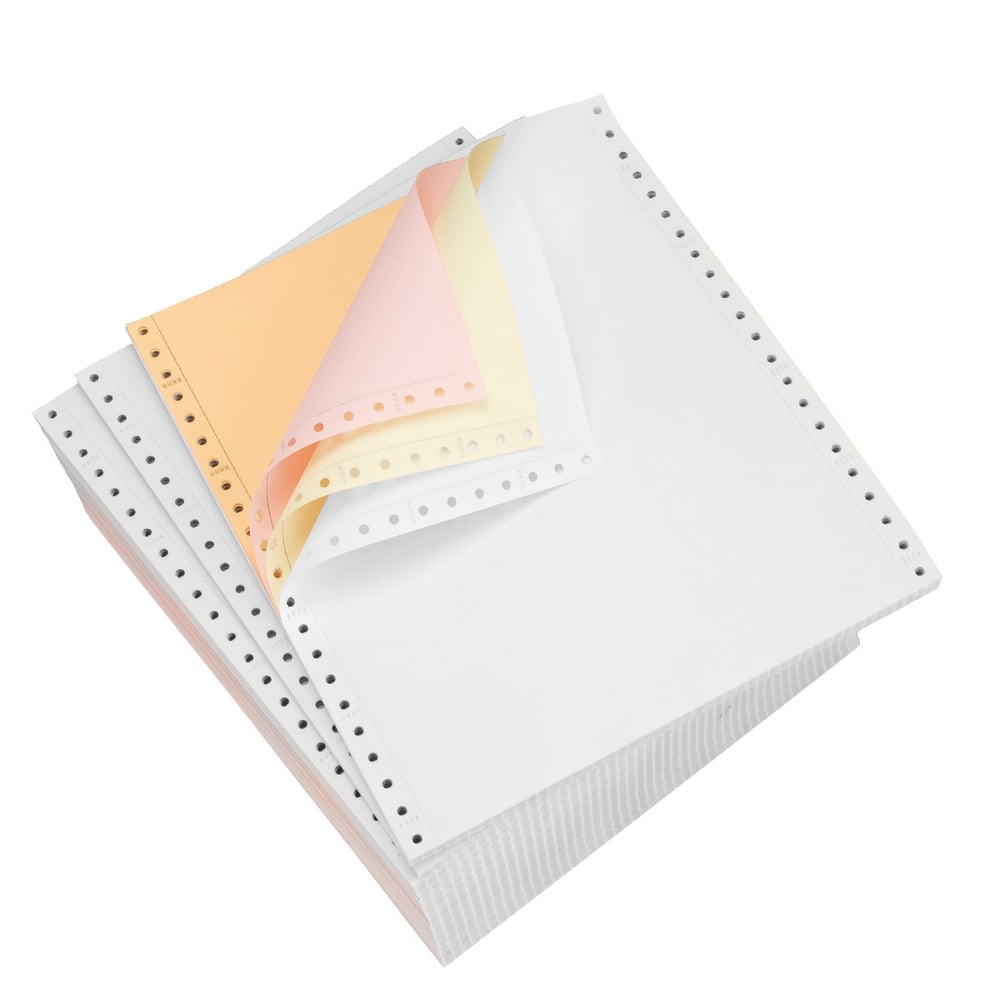 Domtar Carbonless Continuous Forms, 4-Part, 9 1/2in x 11in, Canary/Goldenrod/Pink/White, Carton Of 900 Forms MPN:951324