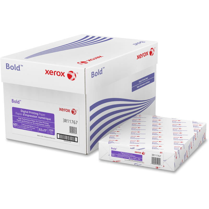 Xerox Bold Digital Multi-Use Printer & Copier Paper, 1 Ream, Letter Size (8 1/2in x 11in), Pack Of 250 Sheets, 100 (U.S.) Brightness, 60 Lb, White (Min Order Qty 5) MPN:3R11767