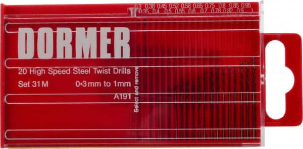 Drill Bit Set: Jobber Length Drill Bits, 20 Pc, 118 ° MPN:5969762