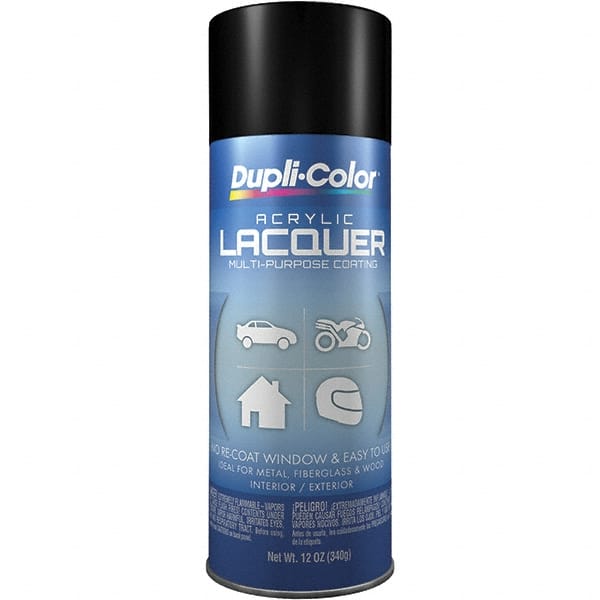 Lacquer Spray Paint: Black, Semi-Gloss, 12 oz MPN:EDAL1608