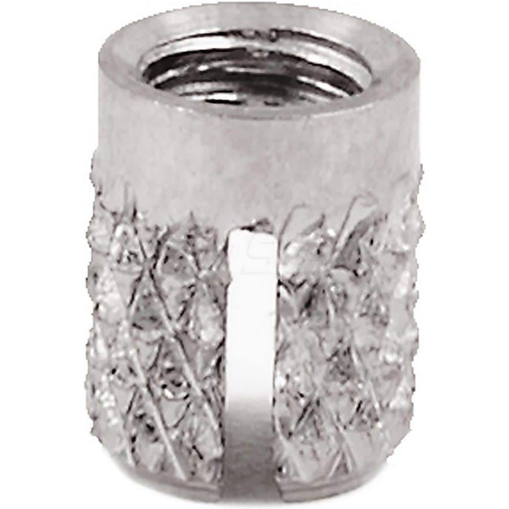 Press Fit Threaded Inserts, Product Type: Flush , Material: Stainless Steel , Drill Size: 0.2190 , Finish: Uncoated , Thread Size: M4  MPN:240-M4-CR