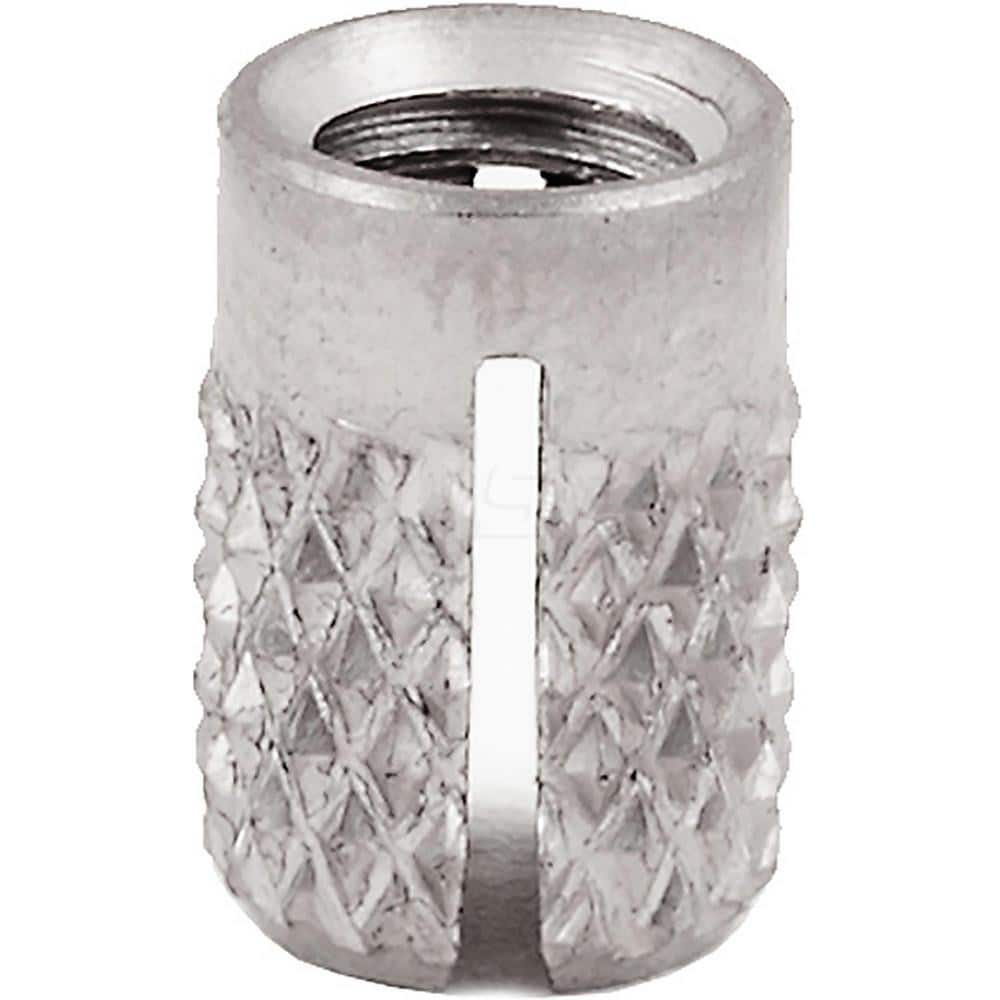Press Fit Threaded Inserts, Product Type: Flush , Material: Stainless Steel , Drill Size: 0.3130 , Finish: Uncoated , Thread Size: M6  MPN:240-M6-CR