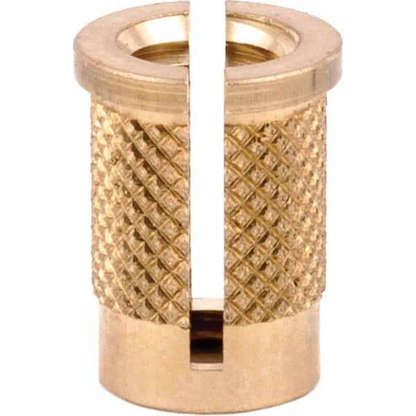 Press Fit Threaded Inserts, Product Type: Flanged , Material: Brass , Overall Length (Decimal Inch): 0.5000 , Thread Size: 1/4-20  MPN:260-4-RS