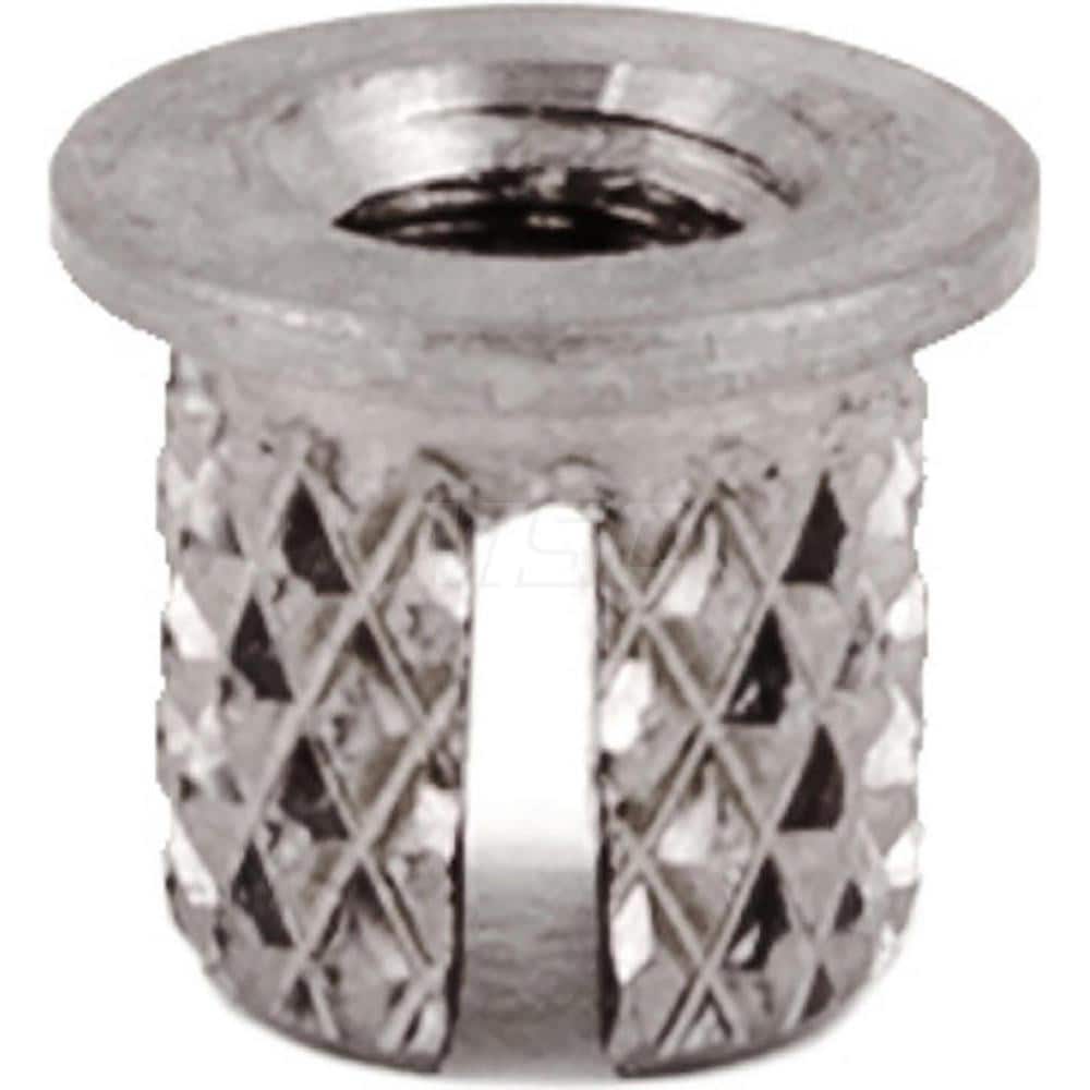 Press Fit Threaded Inserts, Product Type: Flanged , Material: Stainless Steel , Drill Size: 0.2190 , Finish: Uncoated , Thread Size: M4  MPN:260-M4-CR