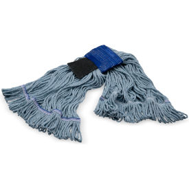 Carlisle® Looped End Mop w/ Scrubber & Green Band Medium Blue - Pkg Qty 12 369418S14