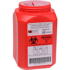 Post Medical 1 Quart Leak-tight Sharps Container with Locking Screw Cap Red 24/CS WD-110