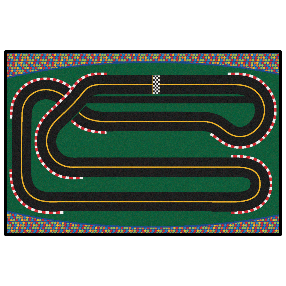 Carpets for Kids KID$Value Rugs Super Speedway Racetrack Activity Rug, 4ft x 6ft , Green MPN:48.45