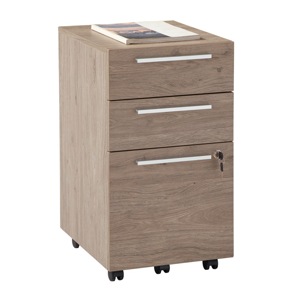 Realspace Trezza 19inD Vertical 3-Drawer Mobile File Cabinet, Light Oak MPN:GLK20210505