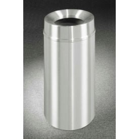 Glaro Steel Round Trash Can W/Funnel Top 12 Gallon Satin Aluminum F1232SA