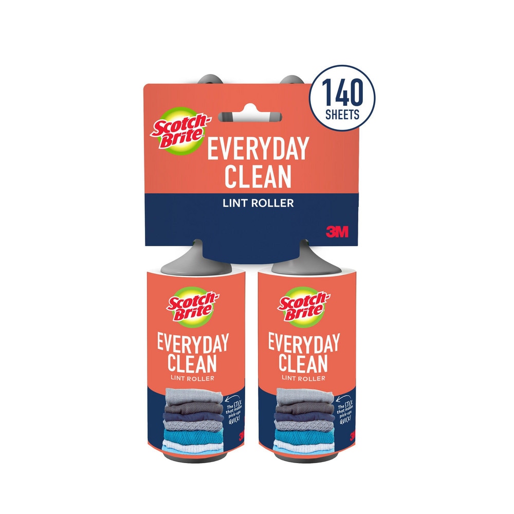 Scotch-Brite Everyday Clean Lint Roller 836RS-70TP, 4.0 in x 35.2 ft, 2/pack, 4 packs/case, 8 total/case MPN:7100278673