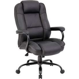 Boss Heavy Duty Executive Office Chair with Arms - Leather - High Back - Black B992-BK