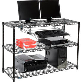 Nexel™ 3-Shelf Wire Computer LAN Workstation with Keyboard Tray 48
