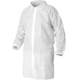 Polypropylene Lab Coat No Pockets Elastic Wrists Snap Front Single Collar White MD 30/Case LC0-WE-NW-MD