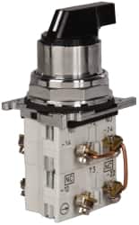 Selector Switch with Contact Blocks: 3 Positions, Maintained (MA), 0.5 Amp, Black Lever MPN:10250T22LB
