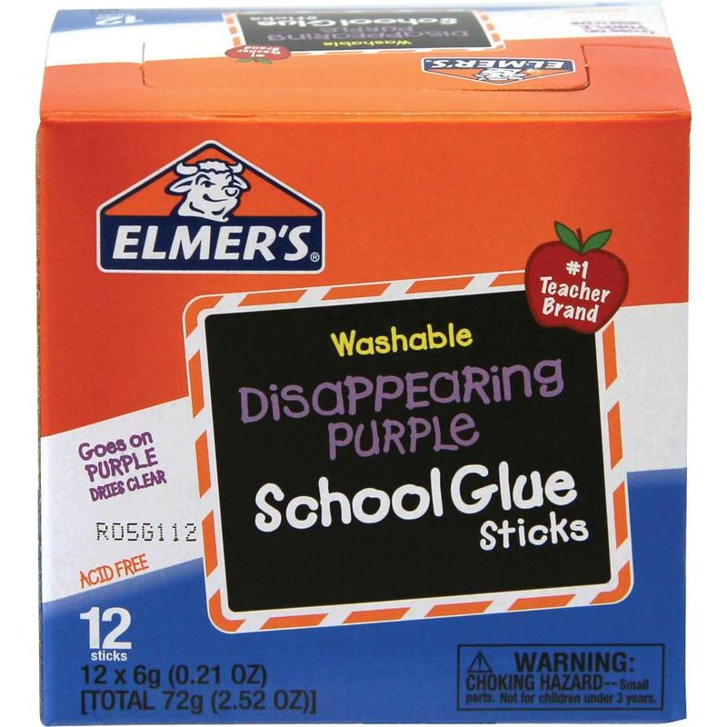 Elmers Washable Disappearing Purple School Glue Sticks, 0.21 Oz., Pack Of 12 (Min Order Qty 11) MPN:E514