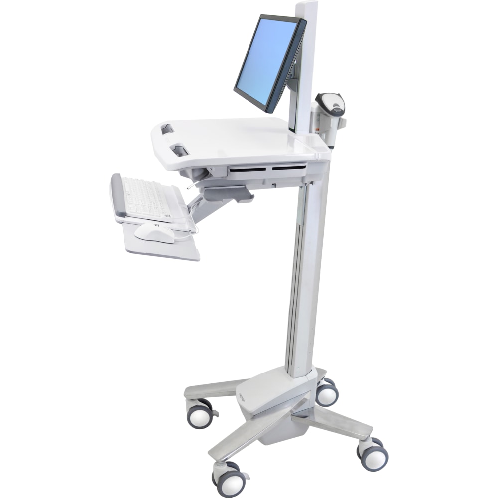 Ergotron StyleView Cart with LCD Pivot - 35 lb Capacity - 4 Casters - Steel, Plastic, Zinc Plated Steel - 50.50in Height - Gray, White, Polished Aluminum MPN:SV40-6300-0