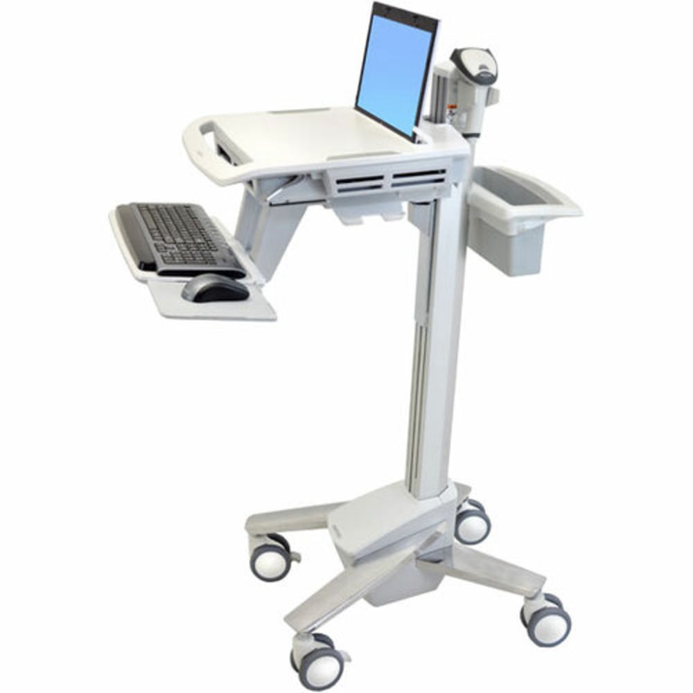 Ergotron StyleView Laptop Cart - 18 lb Capacity - 4 Casters - Aluminum, Plastic, Zinc Plated Steel - 18.30in Width x 50.50in Height - White, Gray, Polished Aluminum - 17.3in Screen Supported MPN:SV41-6100-0