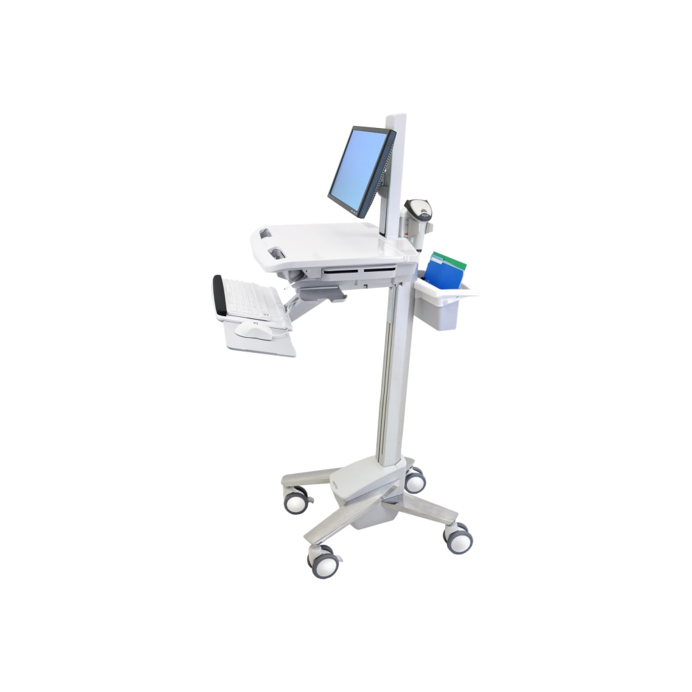 Ergotron StyleView Medical Cart - 1 Drawer - 35 lb Capacity - 4 Casters - Aluminum, Plastic, Zinc Plated Steel - Polished Aluminum, Gray, White MPN:SV41-6300-1