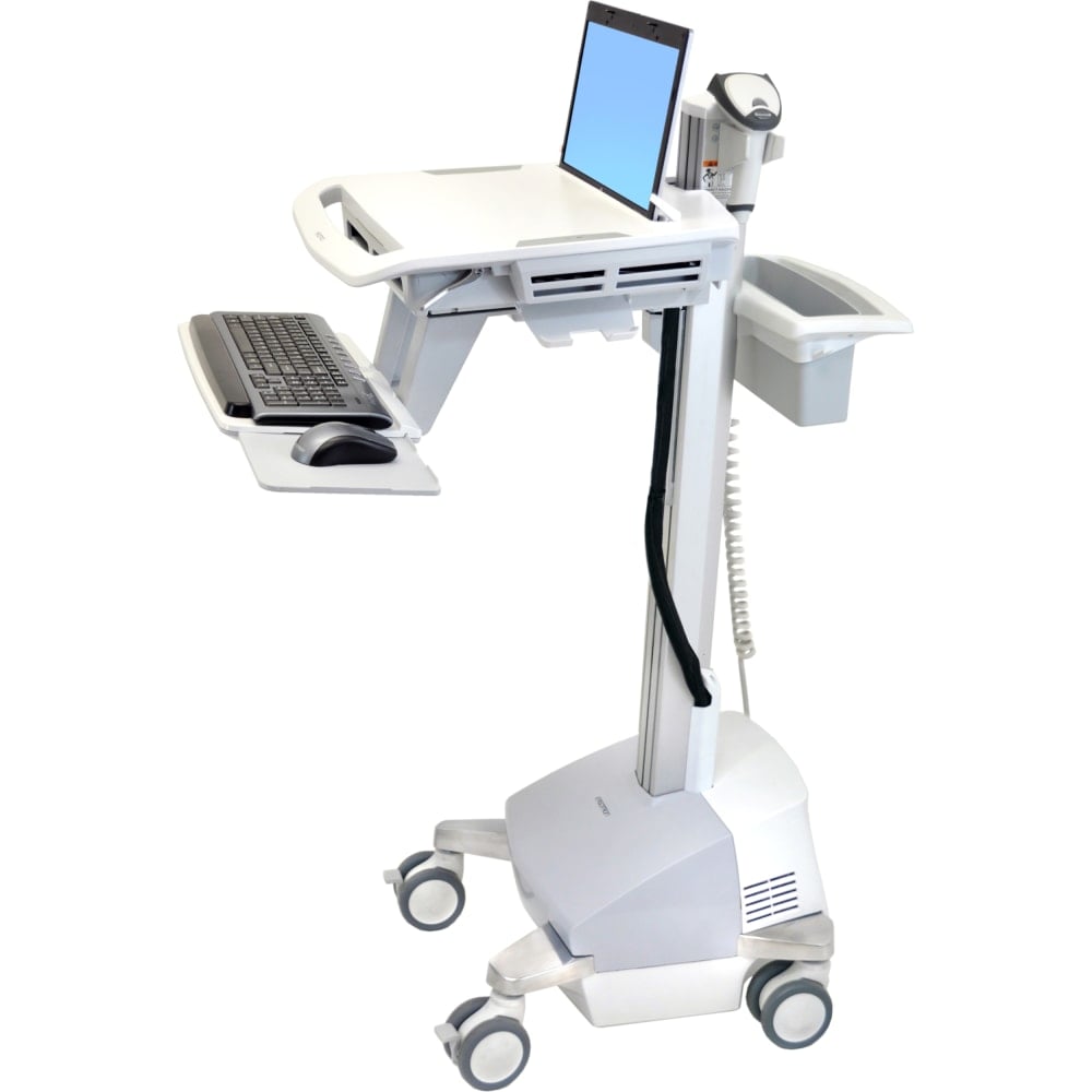 Ergotron StyleView EMR Laptop Cart, SLA Powered - 18 lb Capacity - 4 Casters - Zinc Plated Steel, Plastic, Aluminum - 18.30in Width x 50.50in Height - Gray, White, Polished Aluminum MPN:SV42-6101-1