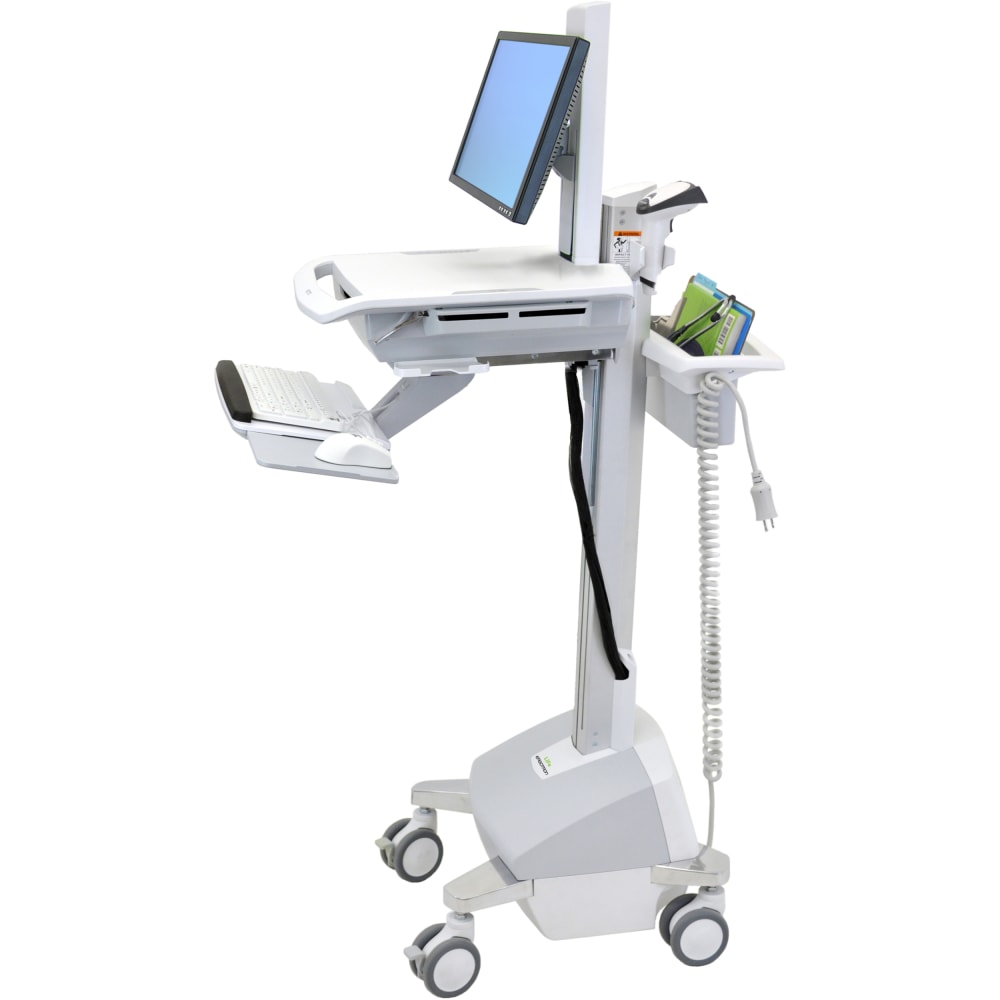 Ergotron StyleView Electronic Medical Records Cart With LCD Pivot, 50 1/2inH x 18 5/16inW x 19 3/4inD, White/Gray/Aluminum MPN:SV42-6301-1
