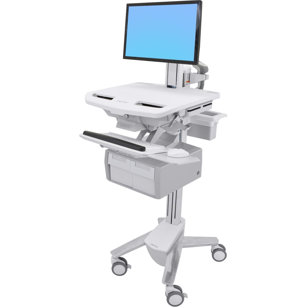 Ergotron StyleView Laptop Cart, 2 Tall Drawer (2x1) - 2 Drawer - 37.04 lb Capacity - 4 Casters - Plastic, Aluminum, Zinc Plated Steel - Aluminum MPN:SV43-13C0-0