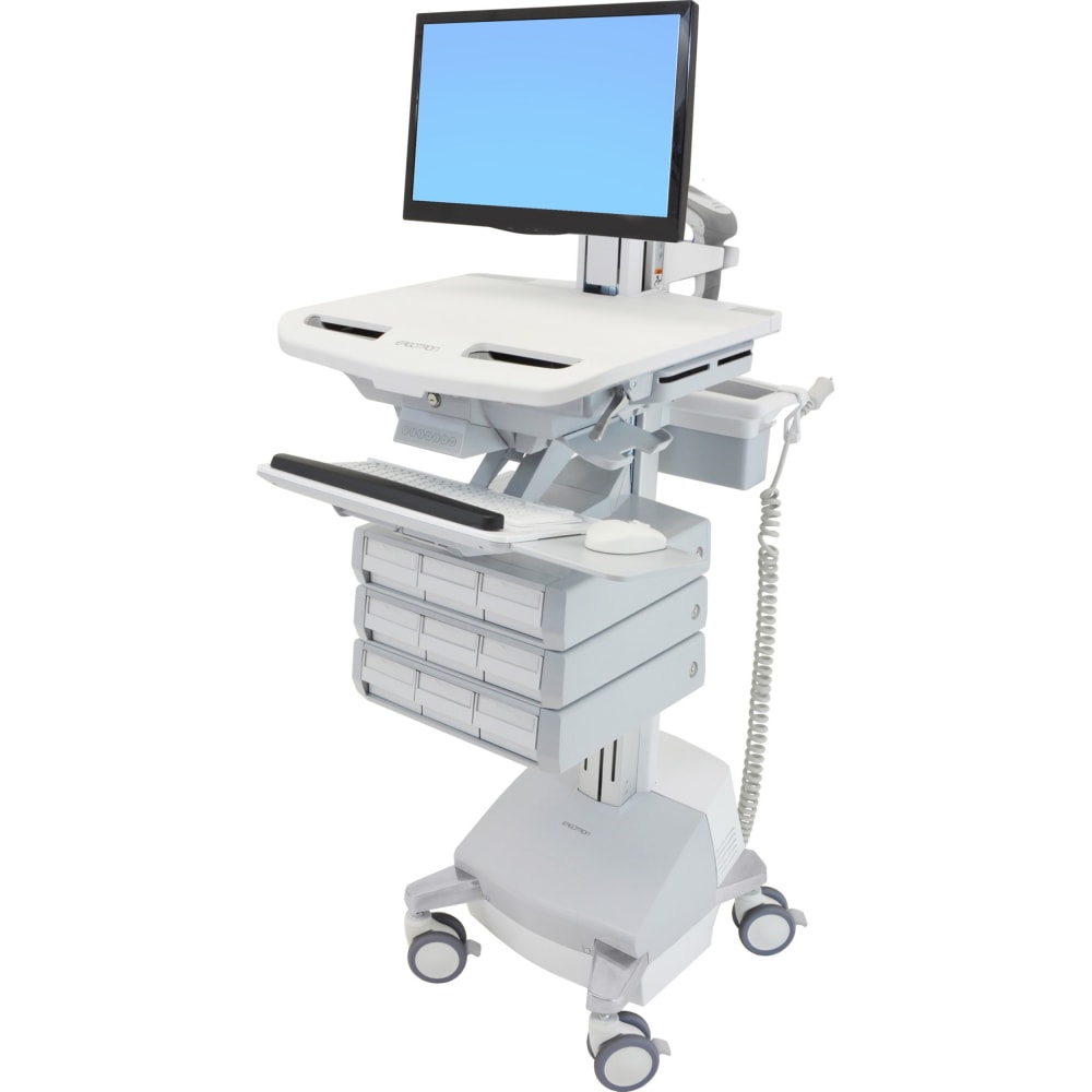 Ergotron StyleView - Cart for LCD display / keyboard / mouse / CPU / notebook / camera / scanner (open architecture) - medical - plastic, aluminum, zinc-plated steel - gray, white, polished aluminum - screen size: up to 24in - SLA Powered MPN:SV44-1391-1