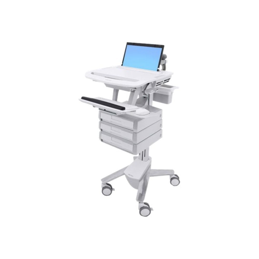 Ergotron StyleView Laptop Cart, 3 Drawers (1x3) - Up to 17.3in Screen Support - 20 lb Load Capacity - Freestanding - Aluminum, Plastic, Steel MPN:SV43-1130-0