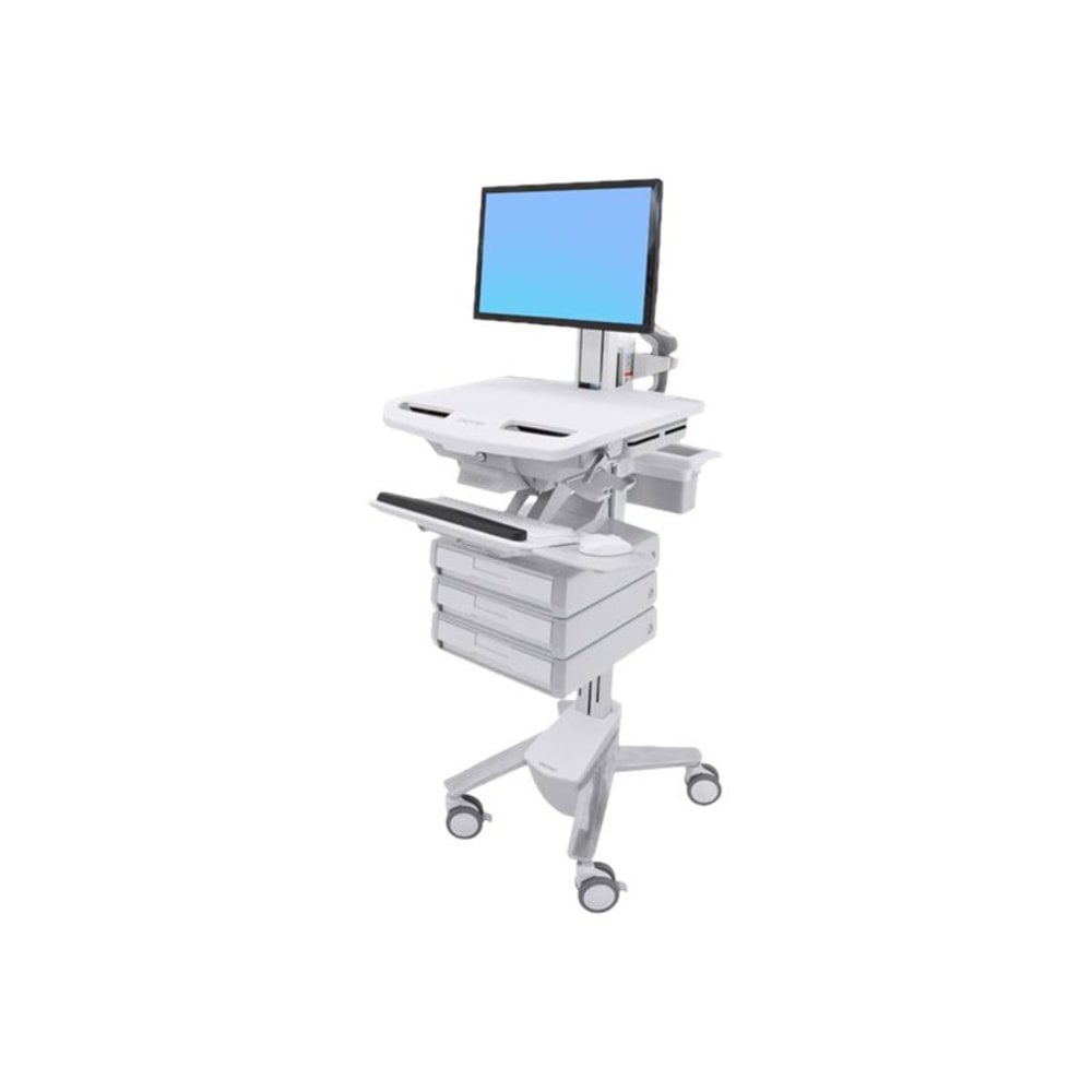 Ergotron StyleView Cart with LCD Pivot, 3 Drawers (1x3) - Up to 24in Screen Support - 37.04 lb Load Capacity - Floor - Plastic, Aluminum, Zinc-plated Steel MPN:SV43-1330-0