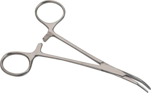 Hemostat Tweezer: All Purpose, Stainless Steel, Curved Tip, 5