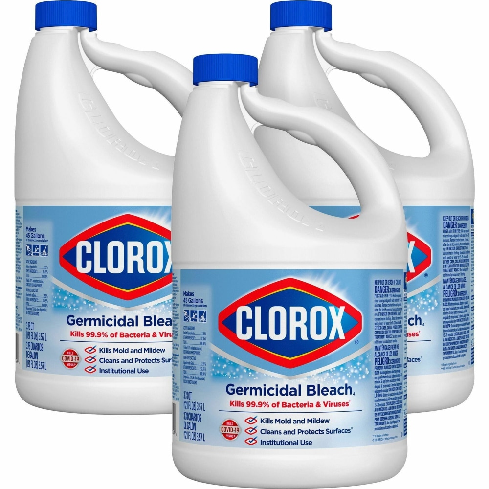 Clorox Germicidal Bleach - Concentrate - 121 fl oz (3.8 quart) - Regular Scent - 3 / Carton - Disinfectant - White (Min Order Qty 2) MPN:32429CT