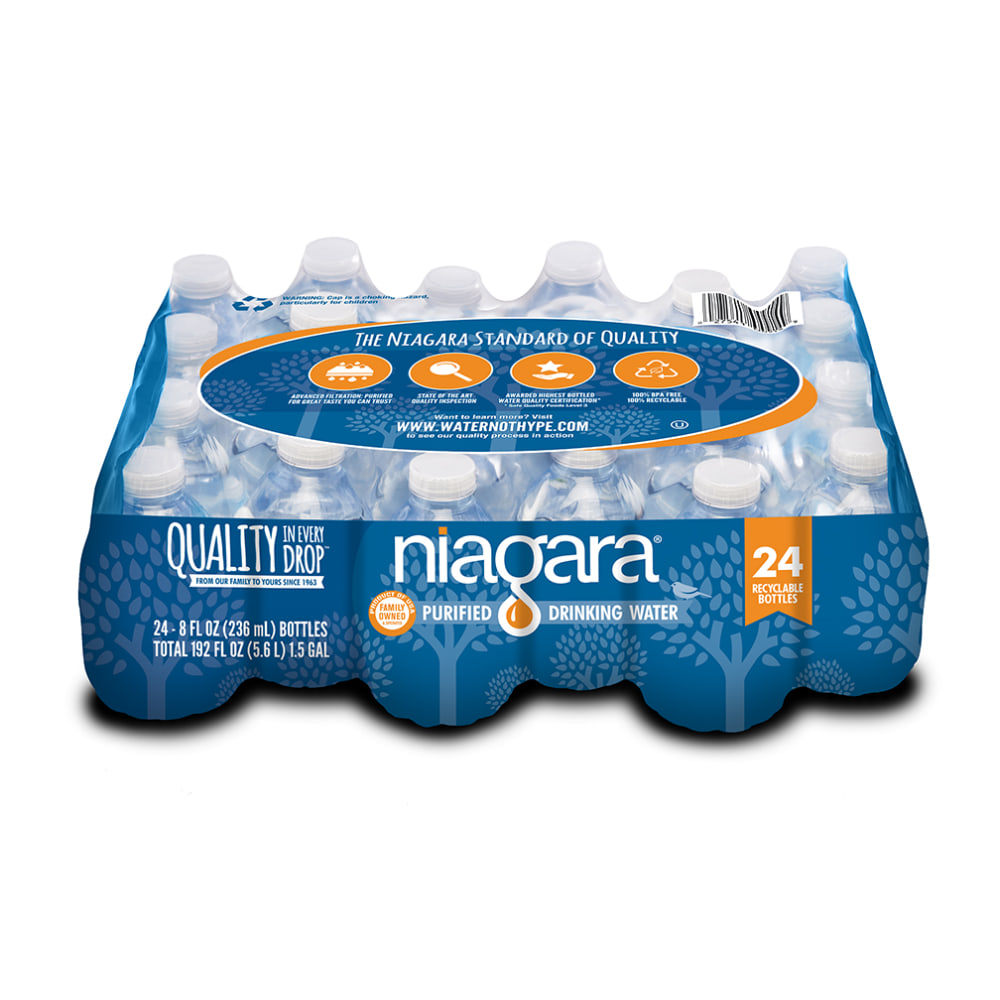 Niagara Purified Drinking Water Bottles, 8 Fl Oz, Pack Of 24 Bottles (Min Order Qty 11) MPN:NDW8OZ24PDRPBN