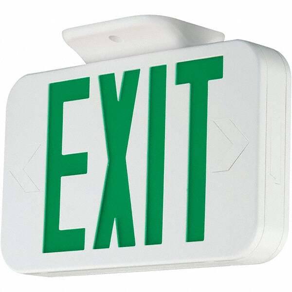 Illuminated Exit Signs, Number of Faces: 1, Light Technology: LED, Letter Color: Green, Mount Type: Surface Mount, Housing Material: Thermoplastic MPN:93043117