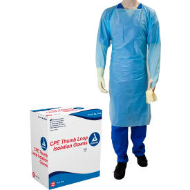 Dynarex CPE & Thumb Loop Isolation Gowns Universal Blue 75 Pcs 2140