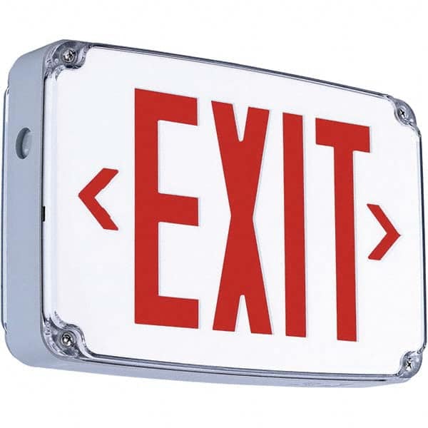 Illuminated Exit Signs, Number of Faces: 1, Light Technology: LED, Letter Color: Red, Mount Type: Surface Mount, Housing Material: Thermoplastic MPN:93047782