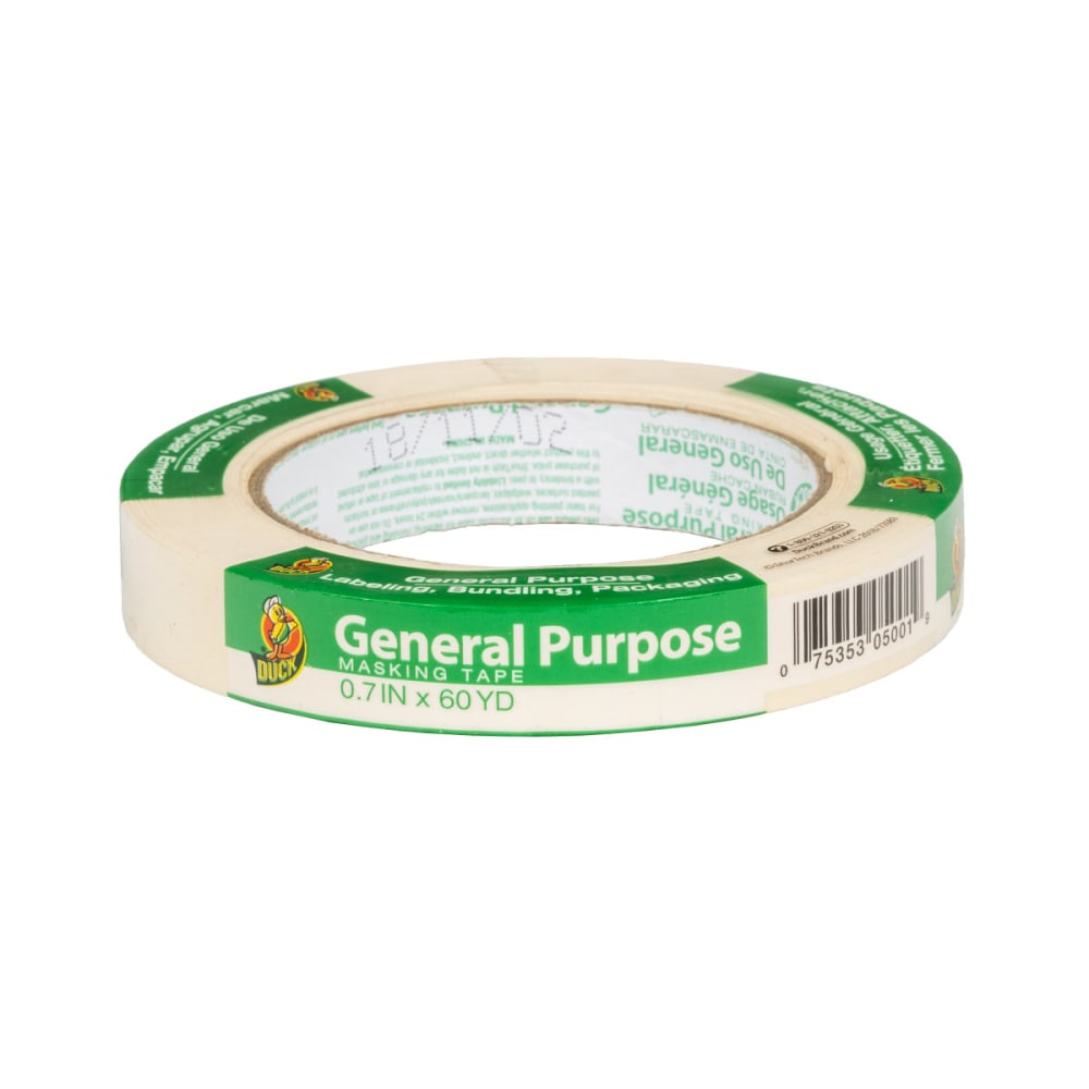 Duck Brand General Purpose Masking Tape Roll, Removable, 3/4in x 60 Yd, Beige (Min Order Qty 29) MPN:286501