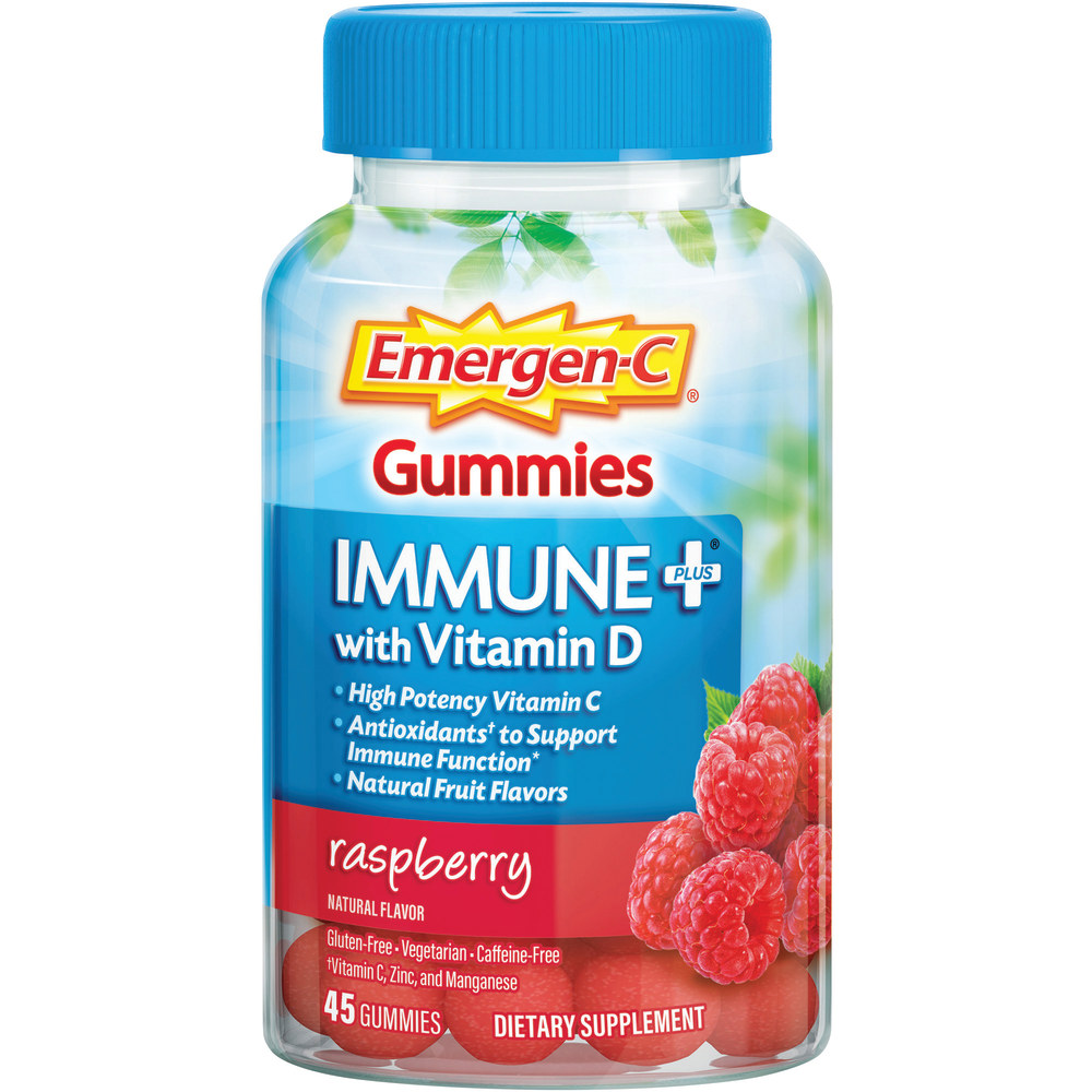 Emergen-C Immune+ Gummies For Immune Support, Raspberry, 45 Gummies Per Bottle (Min Order Qty 3) MPN:GKC10047