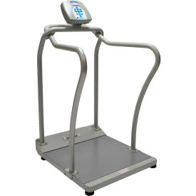 Health O Meter 2101KL Digital Bariatric Platform Scale 1000 x 0.2lb/454 x 0.1kg w/ Wheels Handrails 2101KL