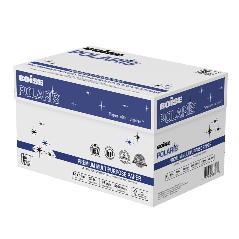 Boise POLARIS Premium Multi-Use Printer & Copy Paper, 10 Reams, White, Letter (8.5in x 11in), 5000 Sheets Per Case, 20 Lb, 97 Brightness, FSC Certified MPN:POL-8511-CTN