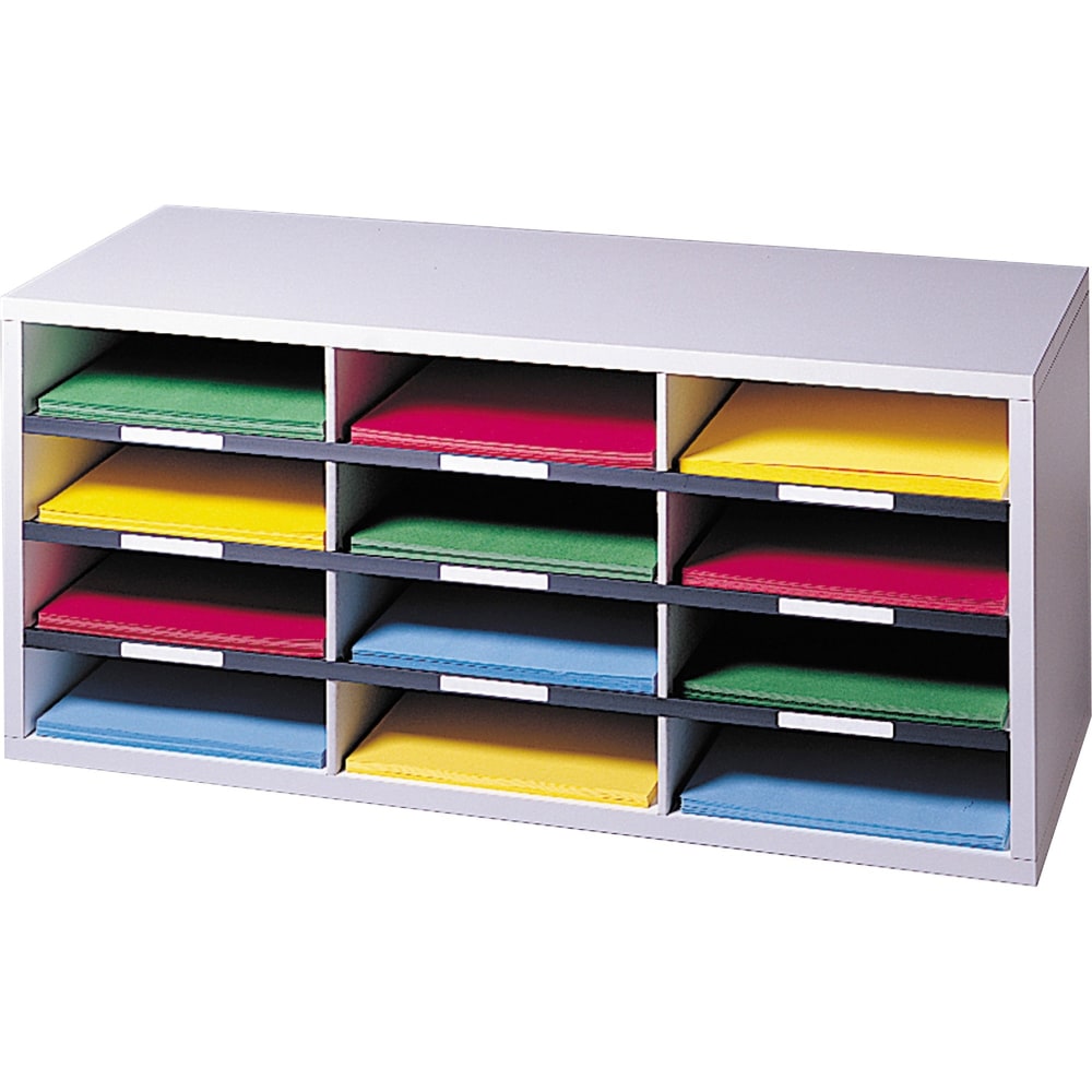 Fellowes 12-Compartment Desktop Organizer, 12 15/16in x 11 7/8in, Dove Gray MPN:25004