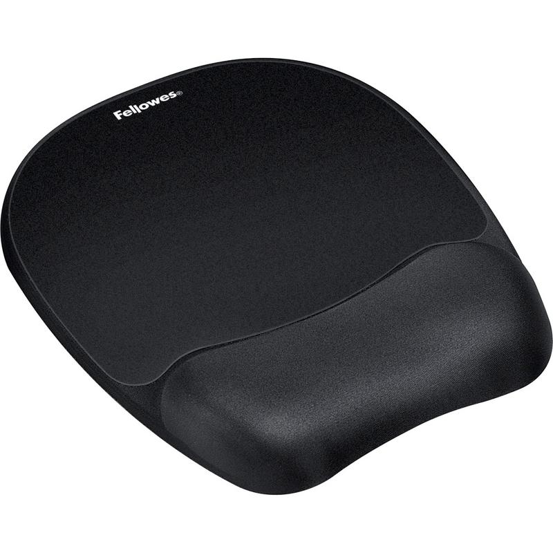 Fellowes Memory Foam Mouse Pad with Wrist Rest - Black (9176501) - 1in x 7.94in x 9.25in Dimension - Black - Memory Foam - Wear Resistant, Tear Resistant, Skid Proof - 1 Pack (Min Order Qty 5) MPN:9176501