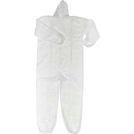 HD Polypropylene Coverall Elastic Wrists & Ankles Attached Hood Zipper Front White 5XL 25/CS CVL-NW-HD-HE-5XL