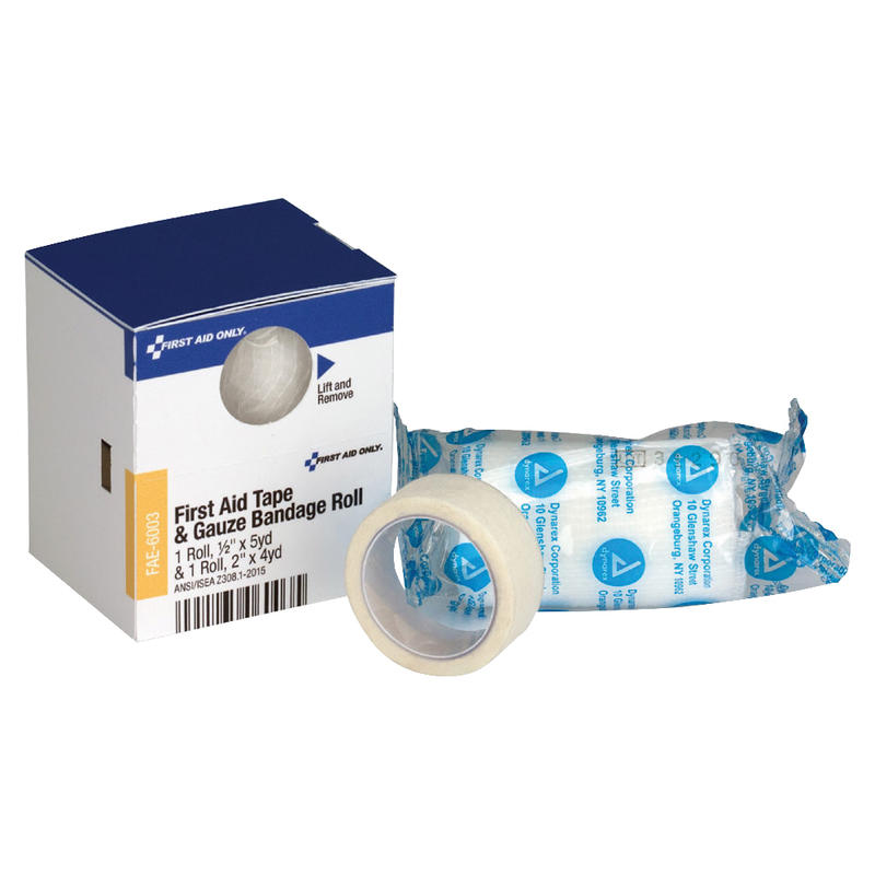 First Aid Only First Aid Tape/Gauze Combo, 1/2in x 5 Yd. Tape, 2in x 4 Yd. Gauze (Min Order Qty 11) MPN:FAE6003