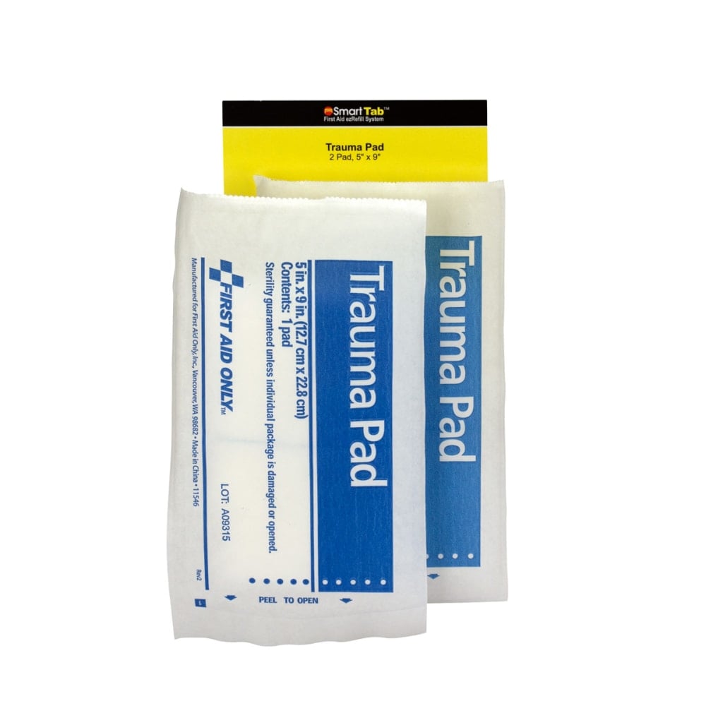 First Aid Only SmartCompliance Trauma Pad Refills, 5in x 9in, White, Pack Of 2 (Min Order Qty 14) MPN:FAE6024